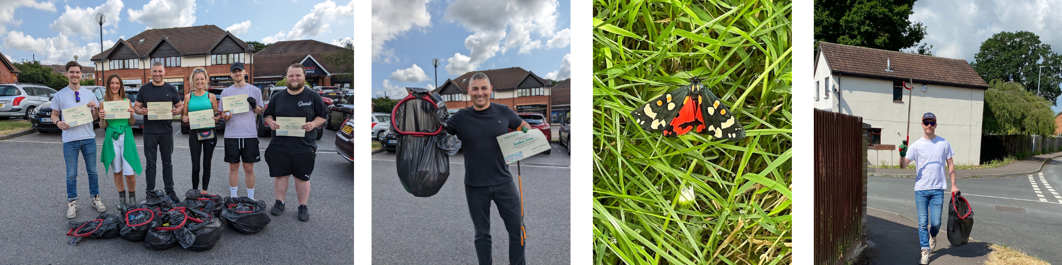 Selection of images with Sustain Insurance Brokers team doing litter picking in Pewsham, Chippenham