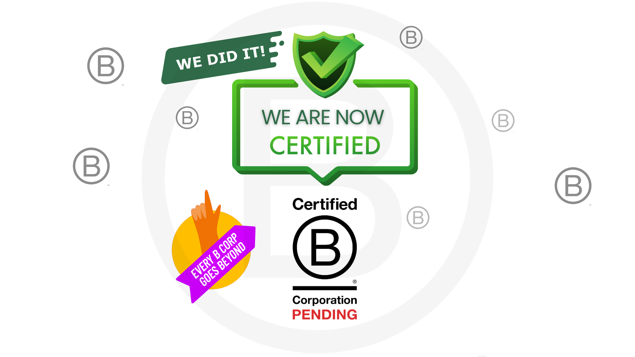 image illustrating the celebration icons for pending B-CORP accreditation